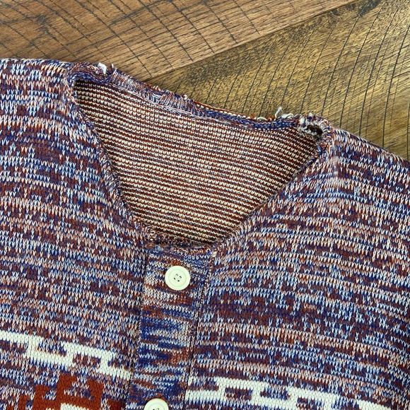 VINTAGE  L nordic aztec knit wool cardigan - Picture 3 of 6